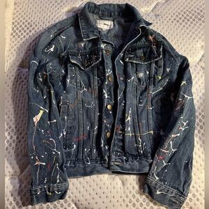 Fashion Nova Men jean jacket paint splatter size small